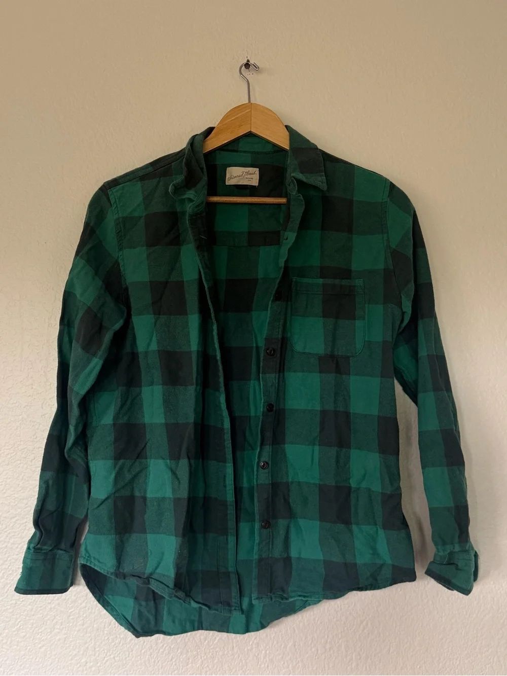 Green plaid button up flannel